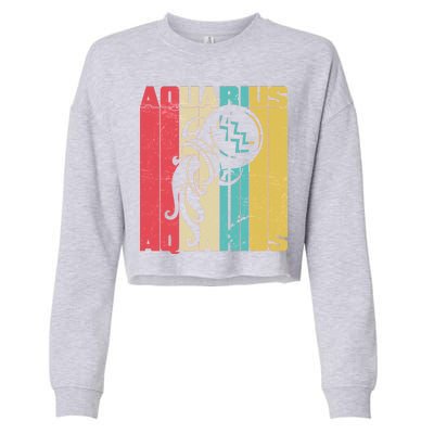 Retro Colors Zodiac Aquarius Cropped Pullover Crew