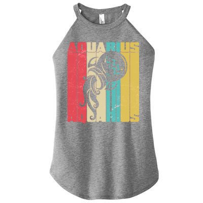 Retro Colors Zodiac Aquarius Women's Perfect Tri Rocker Tank