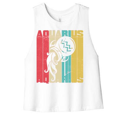 Retro Colors Zodiac Aquarius Women's Racerback Cropped Tank