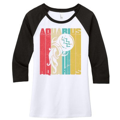 Retro Colors Zodiac Aquarius Women's Tri-Blend 3/4-Sleeve Raglan Shirt