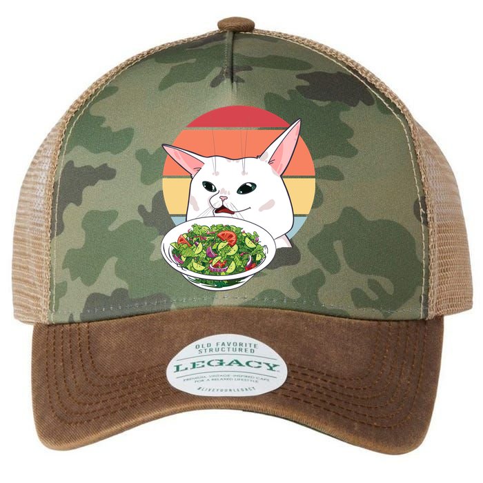 Retro Confused Cat At Dinner Table Meme Legacy Tie Dye Trucker Hat