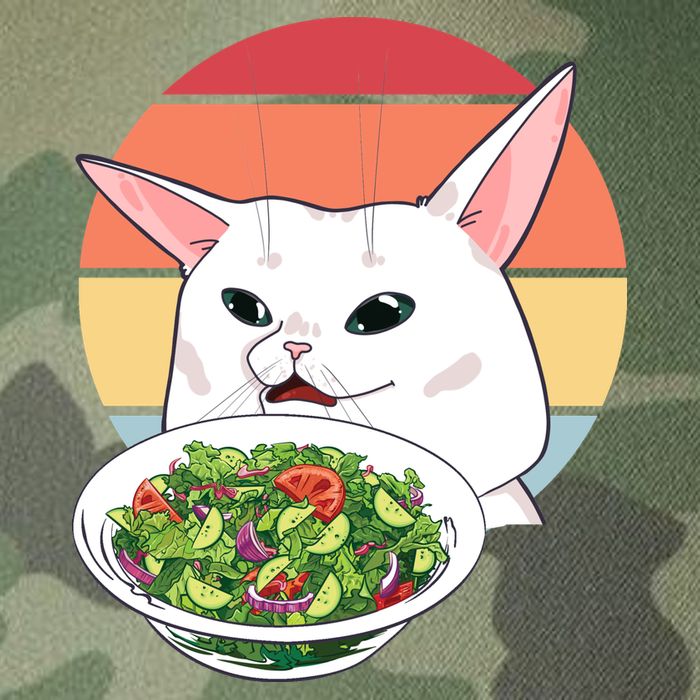 Retro Confused Cat At Dinner Table Meme Legacy Tie Dye Trucker Hat