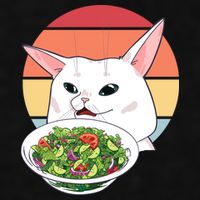 Retro Confused Cat At Dinner Table Meme Ladies PosiCharge Tri-Blend Wicking Tank