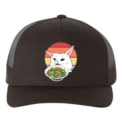 Retro Confused Cat At Dinner Table Meme Yupoong Adult 5-Panel Trucker Hat