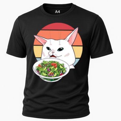 Retro Confused Cat At Dinner Table Meme Performance Shirt