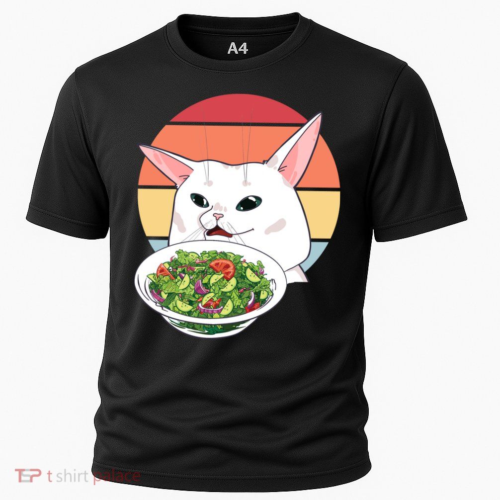 Retro Confused Cat At Dinner Table Meme Performance Shirt