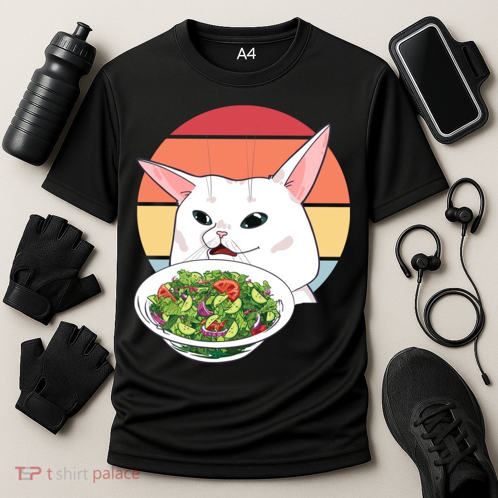 Retro Confused Cat At Dinner Table Meme Performance Shirt