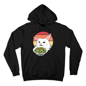 Retro Confused Cat At Dinner Table Meme Hoodie