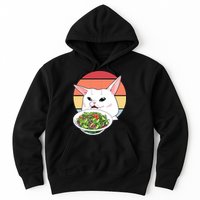 Retro Confused Cat At Dinner Table Meme Hoodie