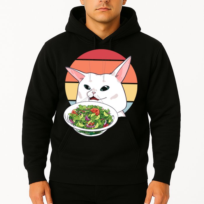 Retro Confused Cat At Dinner Table Meme Hoodie