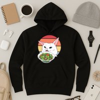 Retro Confused Cat At Dinner Table Meme Hoodie