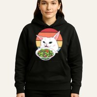 Retro Confused Cat At Dinner Table Meme Hoodie
