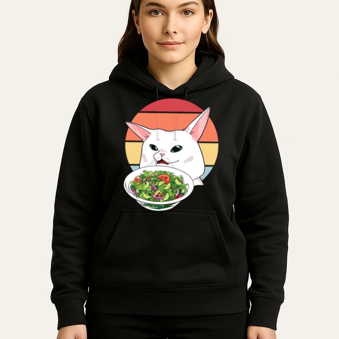 Retro Confused Cat At Dinner Table Meme Hoodie