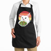 Retro Confused Cat At Dinner Table Meme Apron