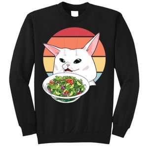 Retro Confused Cat At Dinner Table Meme Sweatshirt