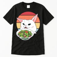 Retro Confused Cat At Dinner Table Meme Tall T-Shirt