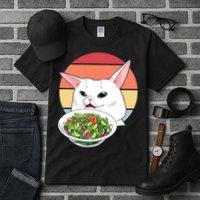 Retro Confused Cat At Dinner Table Meme Tall T-Shirt