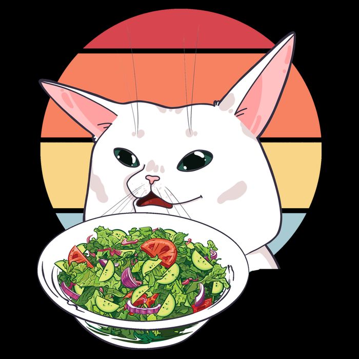 Retro Confused Cat At Dinner Table Meme Tall T-Shirt