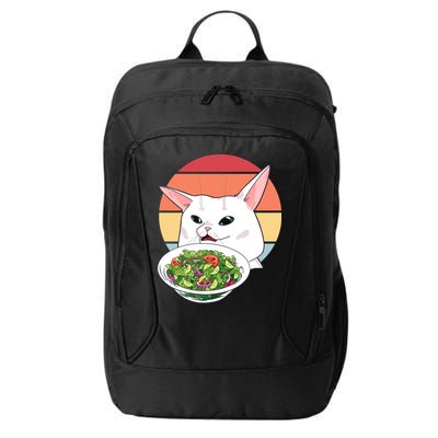 Retro Confused Cat At Dinner Table Meme City Backpack