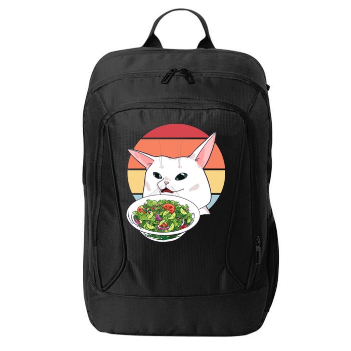 Retro Confused Cat At Dinner Table Meme City Backpack