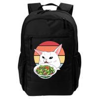 Retro Confused Cat At Dinner Table Meme Backpack
