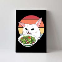 Retro Confused Cat At Dinner Table Meme Canvas