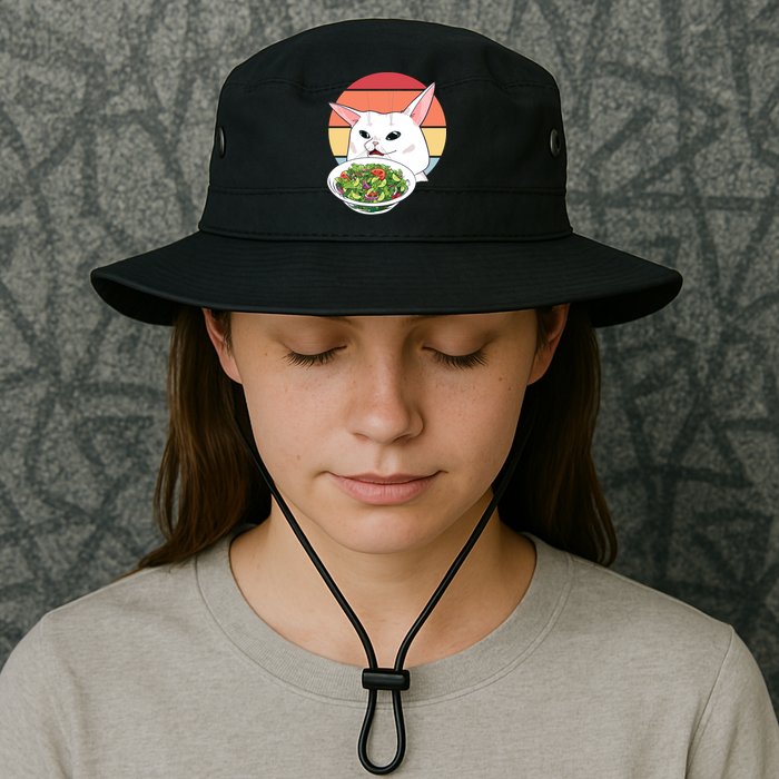 Retro Confused Cat At Dinner Table Meme Bucket Hat