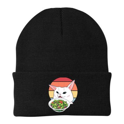Retro Confused Cat At Dinner Table Meme Beanie
