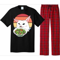 Retro Confused Cat At Dinner Table Meme Pajama Set