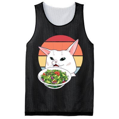 Retro Confused Cat At Dinner Table Meme Mesh Reversible Basketball Jersey Tank