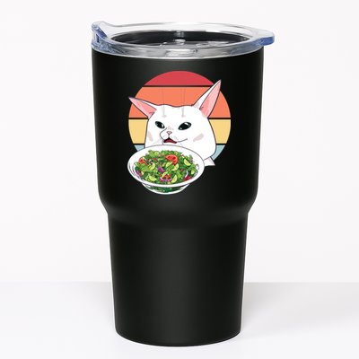 Retro Confused Cat At Dinner Table Meme Tumbler