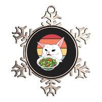 Retro Confused Cat At Dinner Table Meme Metallic Star Ornament