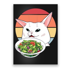 Retro Confused Cat At Dinner Table Meme Poster