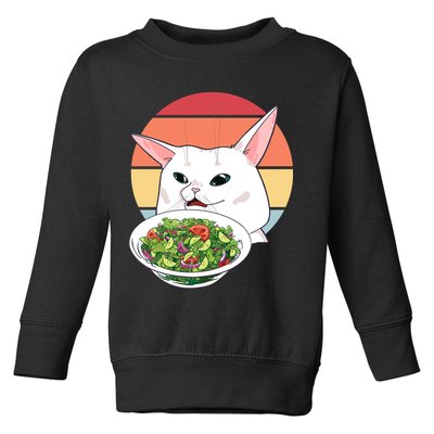 Retro Confused Cat At Dinner Table Meme Toddler Sweatshirt