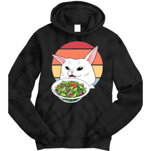 Retro Confused Cat At Dinner Table Meme Tie Dye Hoodie