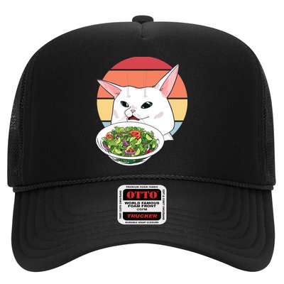 Retro Confused Cat At Dinner Table Meme Trucker Hat
