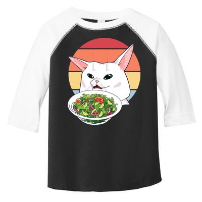 Retro Confused Cat At Dinner Table Meme Toddler Fine Jersey T-Shirt