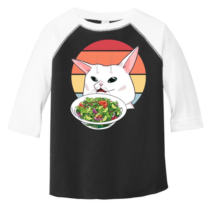 Retro Confused Cat At Dinner Table Meme Toddler Fine Jersey T-Shirt