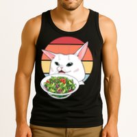 Retro Confused Cat At Dinner Table Meme Tank Top