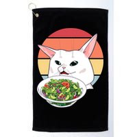 Retro Confused Cat At Dinner Table Meme Golf Towel