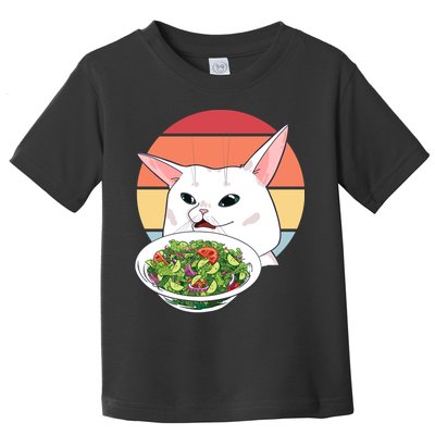 Retro Confused Cat At Dinner Table Meme Toddler T-Shirt