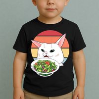 Retro Confused Cat At Dinner Table Meme Toddler T-Shirt