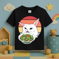 Retro Confused Cat At Dinner Table Meme Toddler T-Shirt