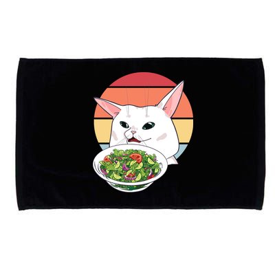 Retro Confused Cat At Dinner Table Meme Microfiber Hand Towel