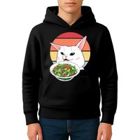 Retro Confused Cat At Dinner Table Meme Kids Hoodie