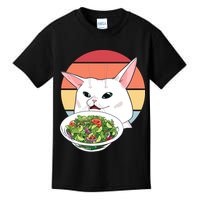 Retro Confused Cat At Dinner Table Meme Kids T-Shirt
