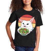 Retro Confused Cat At Dinner Table Meme Kids T-Shirt