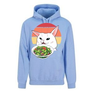 Retro Confused Cat At Dinner Table Meme Unisex Surf Hoodie