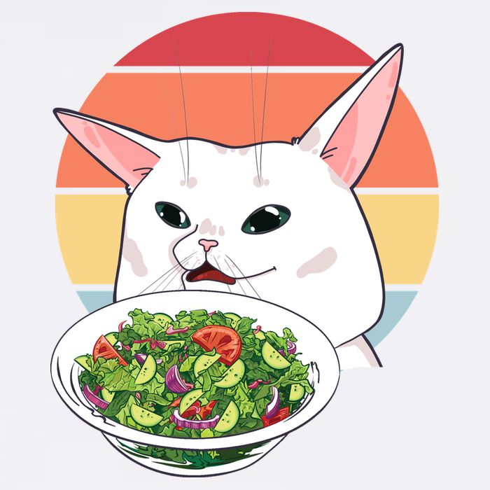 Retro Confused Cat At Dinner Table Meme Garment-Dyed Sweatshirt