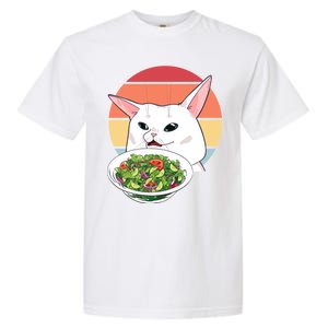 Retro Confused Cat At Dinner Table Meme Garment-Dyed Heavyweight T-Shirt